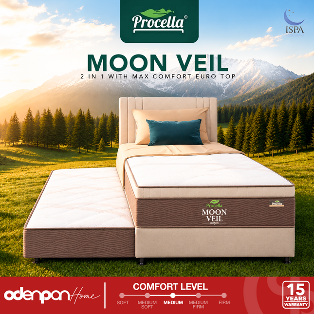 PROCELLA - MOON VEIL Kasur 2 In 1 Flexible Support Coil With Max Comfort Eurotop