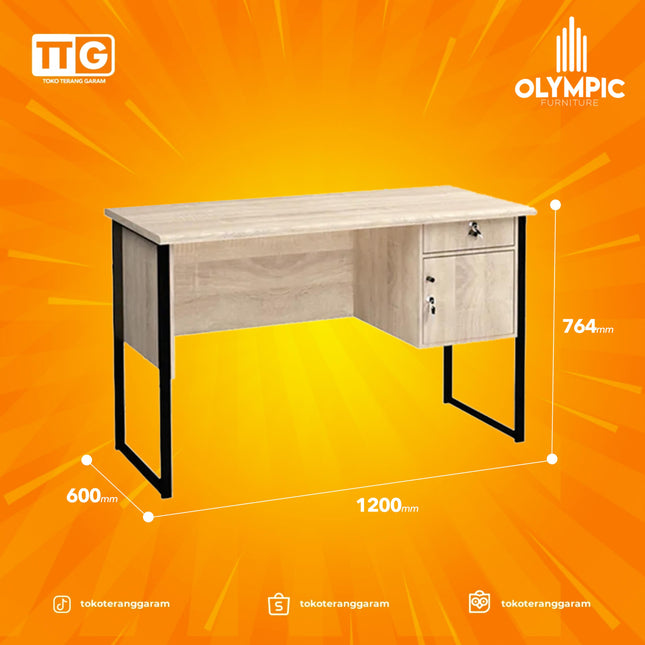OLYMPIC - MT TITAN Meja Belajar / Kerja 1/2 Biro Kaki Besi 120 cm