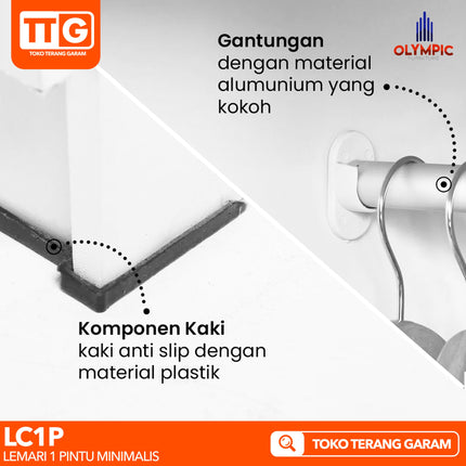 OLYMPIC G-STAR - LC1P Lemari Pakaian / Baju 1 Pintu Dengan Gantungan
