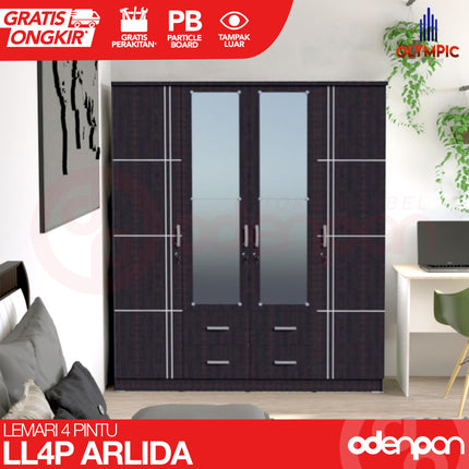 OLYMPIC G-STAR - LL4P ARLIDA Lemari Pakaian / Baju 4 Pintu Jumbo