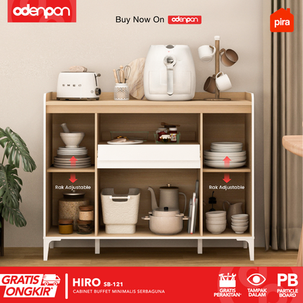 PIRA OX - HIRO SB121 Lemari Laci Cabinet Drawer Bufet Minimalis 4 Pintu 1 Laci 120 cm