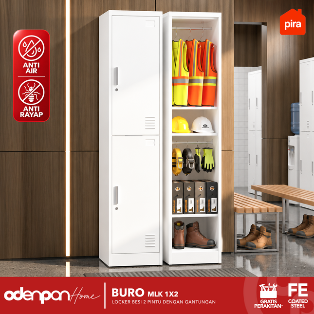 PIRA WORKDESIGN - BURO MLK 1X2 Lemari Locker Besi Dengan 2 Pintu