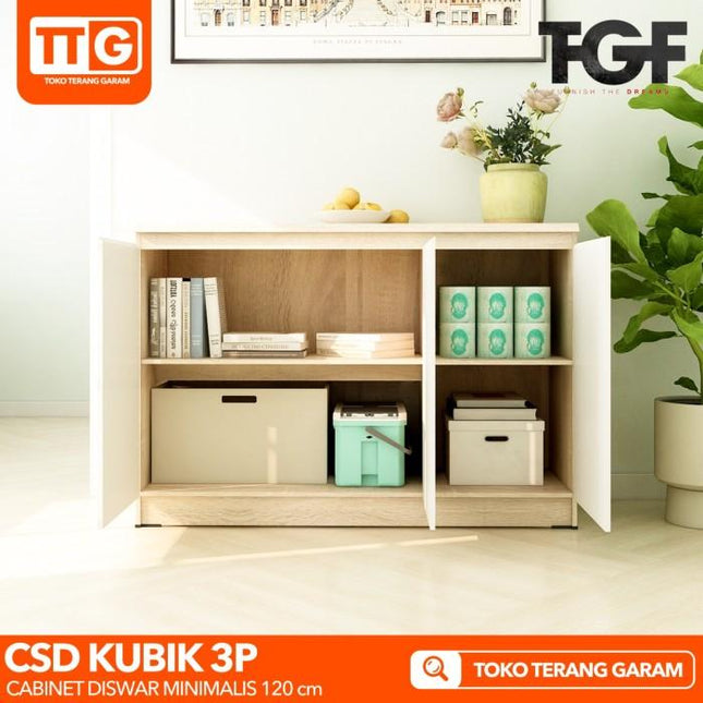 TGF - CSD KUBIK 120 Cabinet / Bufet Serbaguna Minimalis 3 Pintu