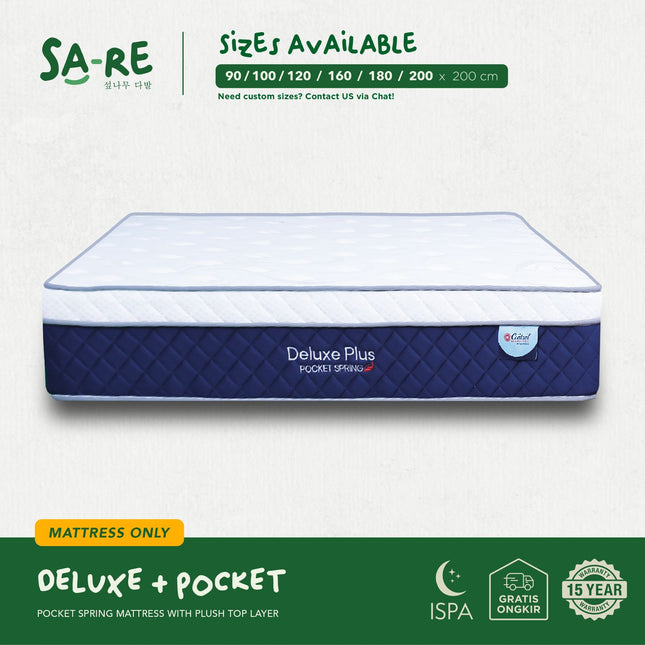 CENTRAL - DELUXE PLUS Kasur Spring Bed Pocket Spring Plush Top 33 cm