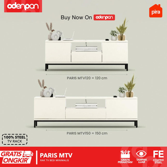 PIRA - PARIS MTV Meja / Rak  TV Besi Dengan Laci 120 / 150 cm
