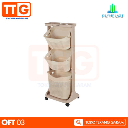 OLYMPLAST - OFT 03 Rak Trolley Plastik Keranjang Laundry Flexible