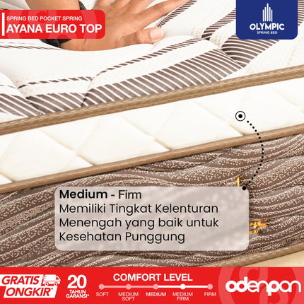 OLYMPIC - AYANA Kasur Independent Pocket Spring Bed Mattress Euro Top
