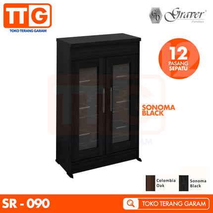 GRAVER - SR 90 Lemari / Rak Sepatu Pintu Kaca 90 cm