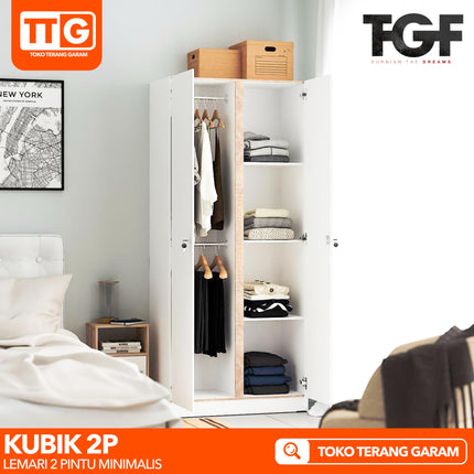 TGF - KUBIK 2P Lemari Pakaian / Baju 2 Pintu Minimalis 2 Gantungan Gamis