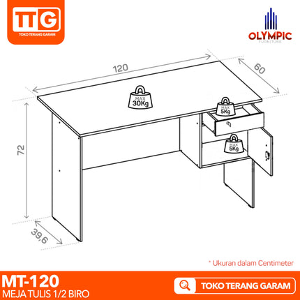 OLYMPIC G-STAR - MT 120 Meja Belajar Tulis Komputer Kerja 1/2 Biro 120 cm