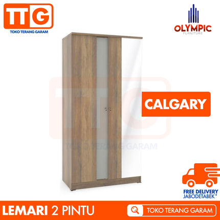 OLYMPIC - CALGARY 2P Lemari Pakaian / Baju 2 Pintu Jumbo Dengan Cermin