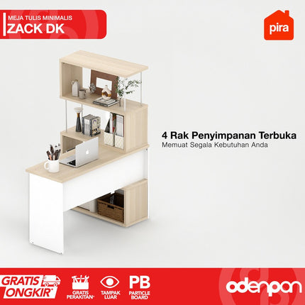 PIRA - ZACK DK 80 Meja Tulis / Belajar / Kantor Dengan Rak Penyimpanan