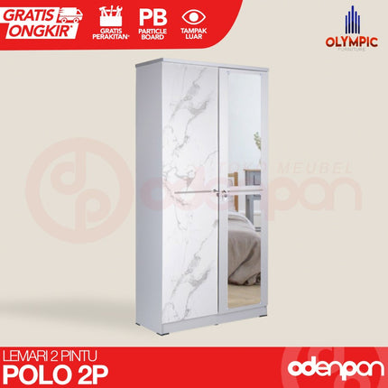 OLYMPIC - POLO 2P Lemari Pakaian / Baju 2 Pintu Jumbo Dengan Cermin