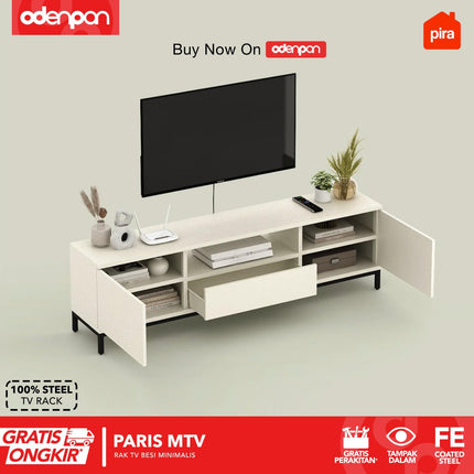 PIRA - PARIS MTV Meja / Rak  TV Besi Dengan Laci 120 / 150 cm