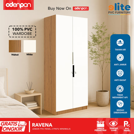 ELITE PVC - RAVENA Lemari UPVC 2 Pintu Swing Motif Kayu