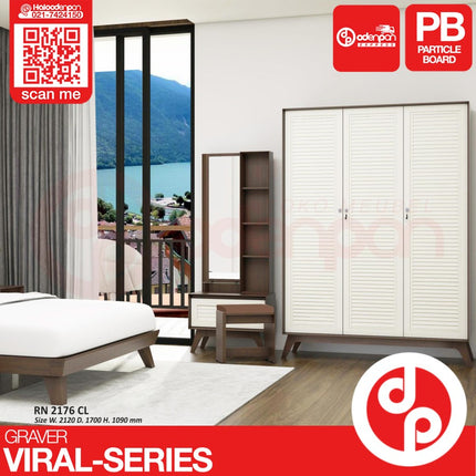 GRAVER - LP 2198 JL Lemari Pakaian / Baju 3 Pintu Jumbo
