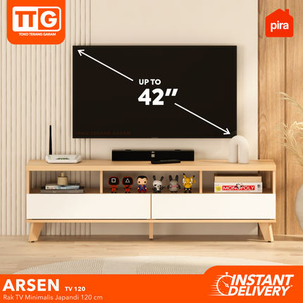 PIRA - ARSEN TV 120 Meja / Rak TV Dengan 2 Laci & Kaki 120 cm