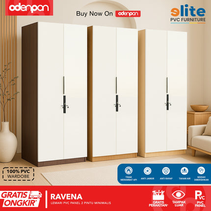 ELITE PVC - RAVENA Lemari UPVC 2 Pintu Swing Motif Kayu