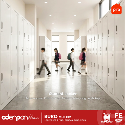 PIRA WORKDESIGN - BURO MLK 1X2 Lemari Locker Besi Dengan 2 Pintu