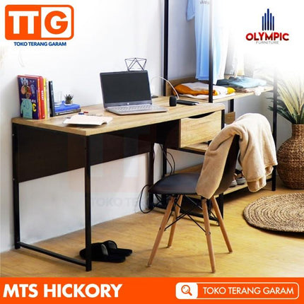 OLYMPIC - MT HICKORY Meja Belajar / Tulis / Kerja Kaki Besi