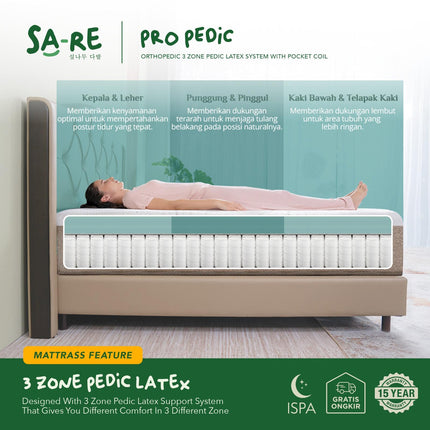 PROCELLA - PRO PEDIC Kasur Orthopedic Pocket Spring Bed With 3 Zone Latex System