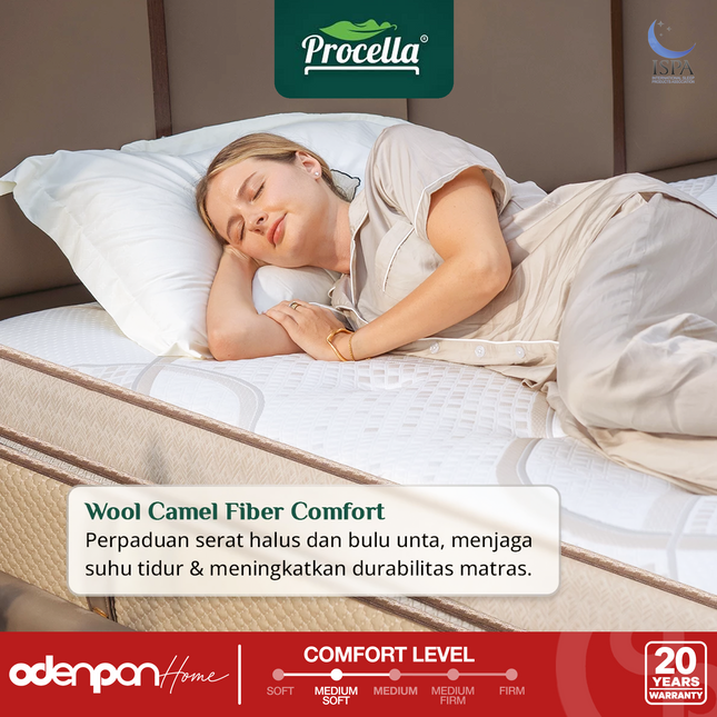 PROCELLA - AVELIS Kasur 3 Zone Pocket Spring Bed With Double Camel Wool & Latex Grand Plush Top