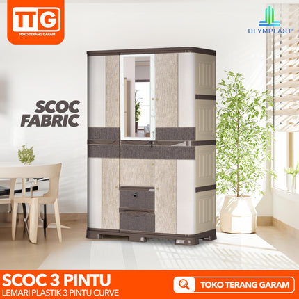 OLYMPLAST - SCOC 3P Lemari Pakaian Plastik 3 Pintu Printing Dengan Cermin