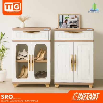OLYMPLAST - SRO Rak Sepatu Plastik Minimalis Dengan Pintu