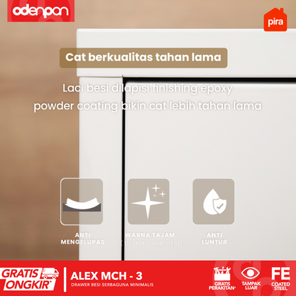 PIRA - ALEX MCH Drawer Cabinet Besi Dengan 3 Laci Susun