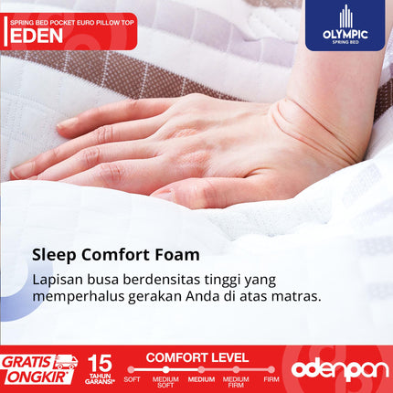 OLYMPIC - EDEN Kasur Pocket Spring Bed Mattress Garansi Euro Pillow Top