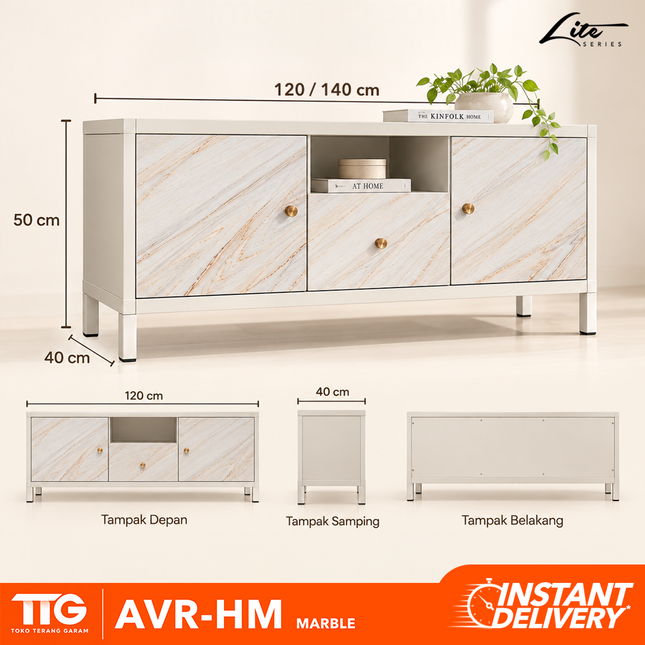 AVERY - HM TV MARBLE 1 Rak TV Besi Minimalis Dengan Motif Marble