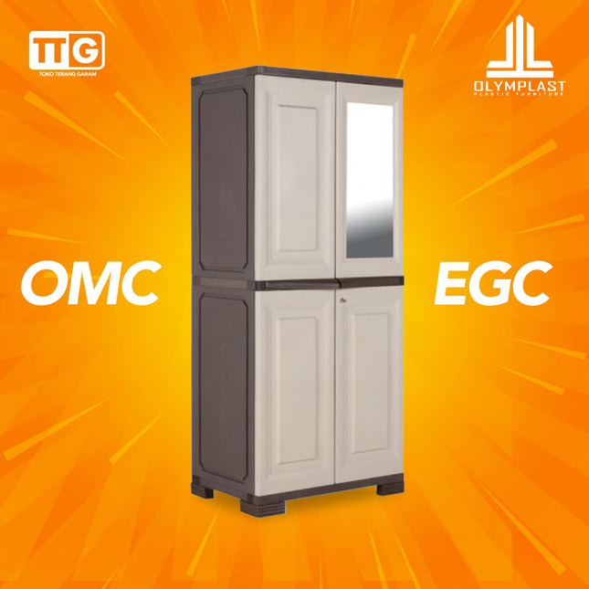 OLYMPLAST - OMC EGC Lemari Pakaian Plastik 2 Pintu Dengan Cermin
