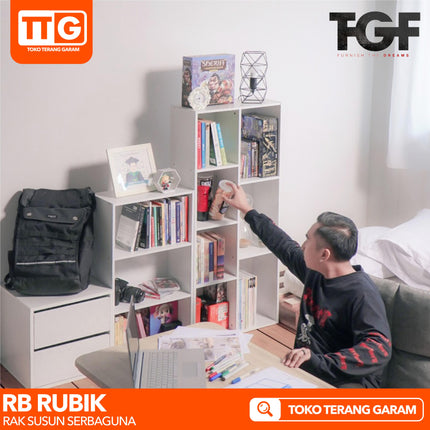 OLYMPIC - RB RUBIK Rak Buku Susun Putih 3 7 Kotak Besar