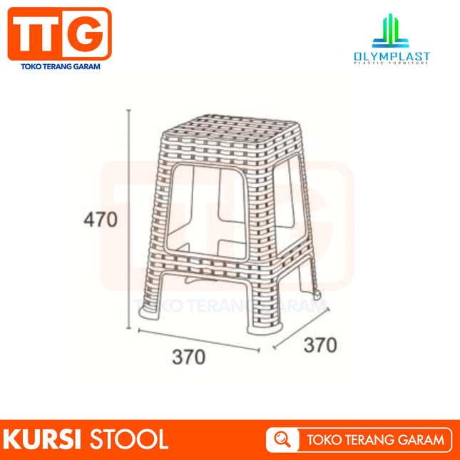 OLYMPLAST - SQUARE STOOL Kursi Plastik Baso Dingklik Rattan