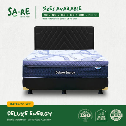 CENTRAL - SET DELUXE ENERGY Kasur Spring Bed Plush Top Orthopedic Spring System
