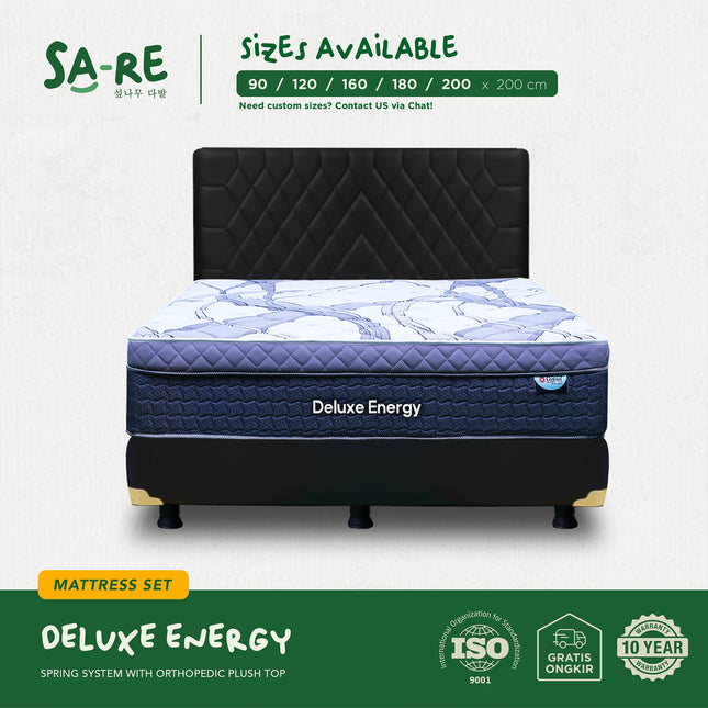 CENTRAL - SET DELUXE ENERGY Kasur Spring Bed Plush Top Orthopedic Spring System