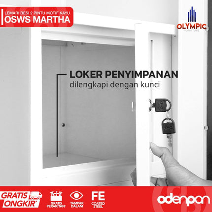 OLYMSTEEL - OSWS MARTHA Lemari Pakaian Baju 2 Pintu Besi Sliding