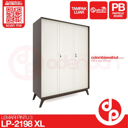 GRAVER - LP 2198 JL Lemari Pakaian / Baju 3 Pintu Jumbo