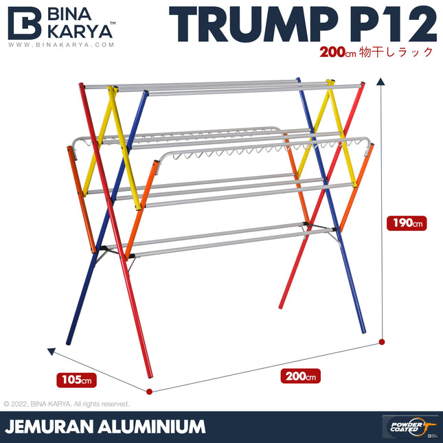 BINA KARYA - TRUMP P12 Jemuran Aluminium Jumbo Palang 12 200 cm