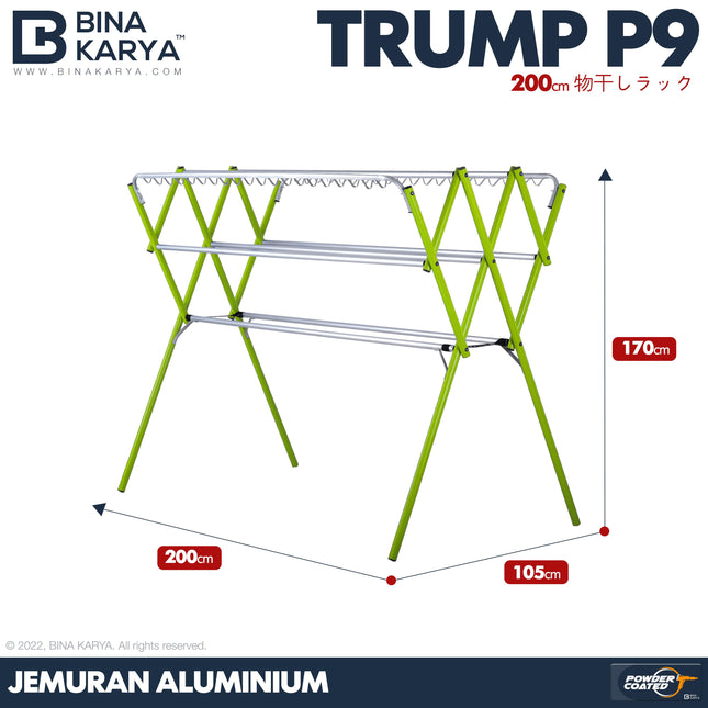 BINA KARYA - TRUMP P9 Jemuran Aluminium Jumbo 9 Palang 200 cm