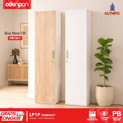 OLYMPIC - LP1P COMPACT Lemari Pakaian / Baju 1 Pintu Dengan Gantungan