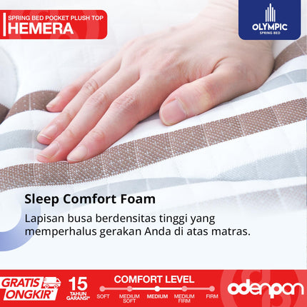 OLYMPIC - HEMERA Kasur Pocket Spring Bed Mattress Garansi Plush Top