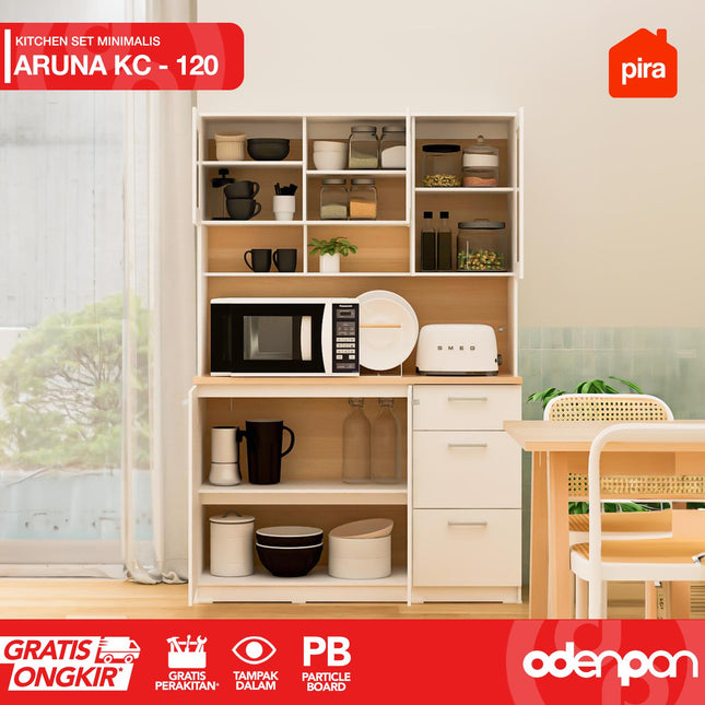 PIRA OX - ARUNA KC 120 Lemari Sayur / Rak Dapur / Kitchen Set Dengan Kaca 120 cm