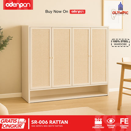 OLYMSTEEL - SR 006 RATTAN Lemari / Rak Sepatu Besi 3 & 4 Pintu