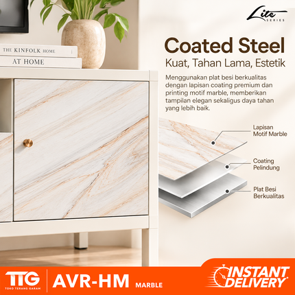 AVERY - HM TV MARBLE 1 Rak TV Besi Minimalis Dengan Motif Marble