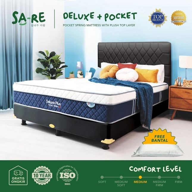 CENTRAL - DELUXE PLUS Kasur Spring Bed Pocket Spring Plush Top 33 cm