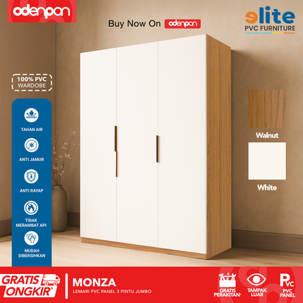 ELITE PVC - MONZA Lemari UPVC 3 Pintu Swing Jumbo Motif Kayu