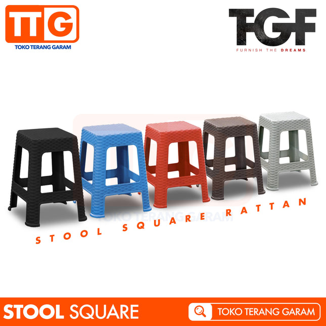 TGF - SQUARE STOOL Kursi Bangku Chair Bakso Dingklik Rattan Rotan