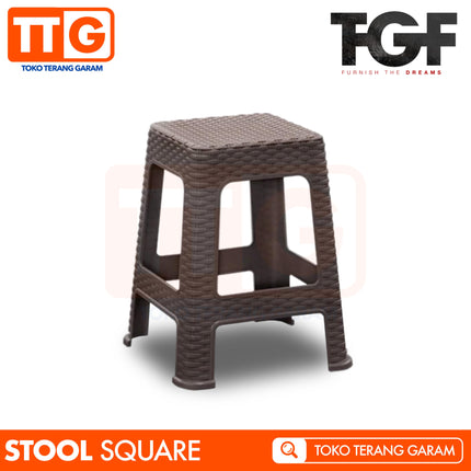 TGF - SQUARE STOOL Kursi Bangku Chair Bakso Dingklik Rattan Rotan