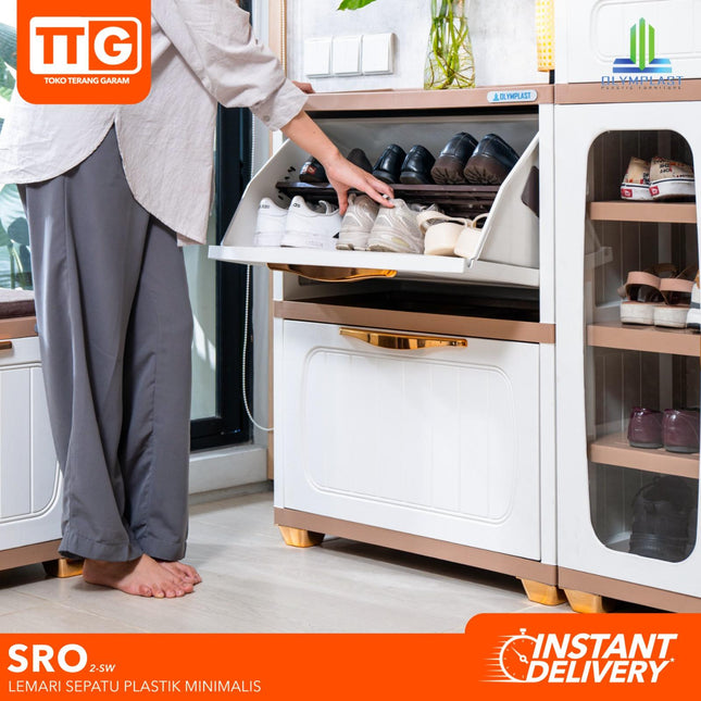 OLYMPLAST - SRO SW Rak Sepatu Plastik Minimalis Tarik 2 & 3 Susun